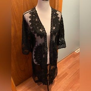 Women’s cover up cardigan,Black lace . Rachel Zoe . One size fits all .